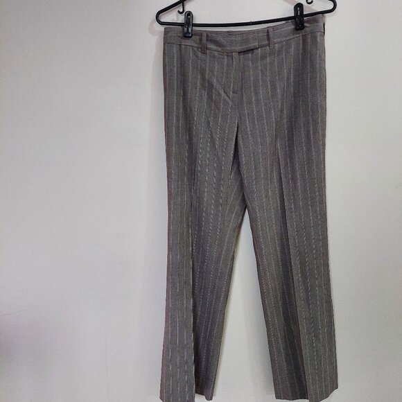AK Anne Klein Grey Brown Pin Stripe Dress Trouser Pants, Size 4P - Picture 1 of 7